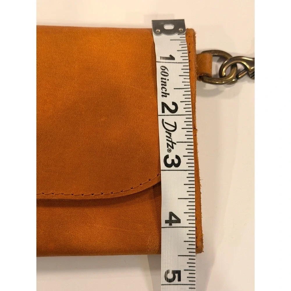 ABLE Cognac Leather Wristlet Wallet Snap Closure‎ Clutch Brown